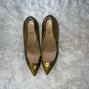 Christian Louboutin So Kate Heels in Snake Skin print (NWOT)